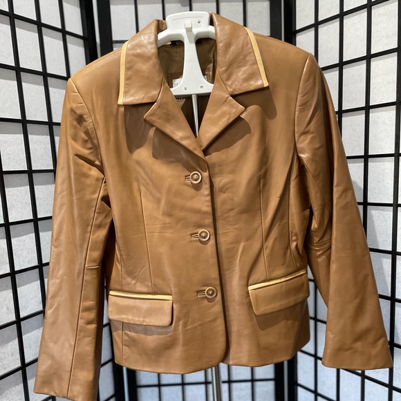 Soft Leather Blazer/Jacket SZ XL 2 Tone Tan - Picture 1 of 14